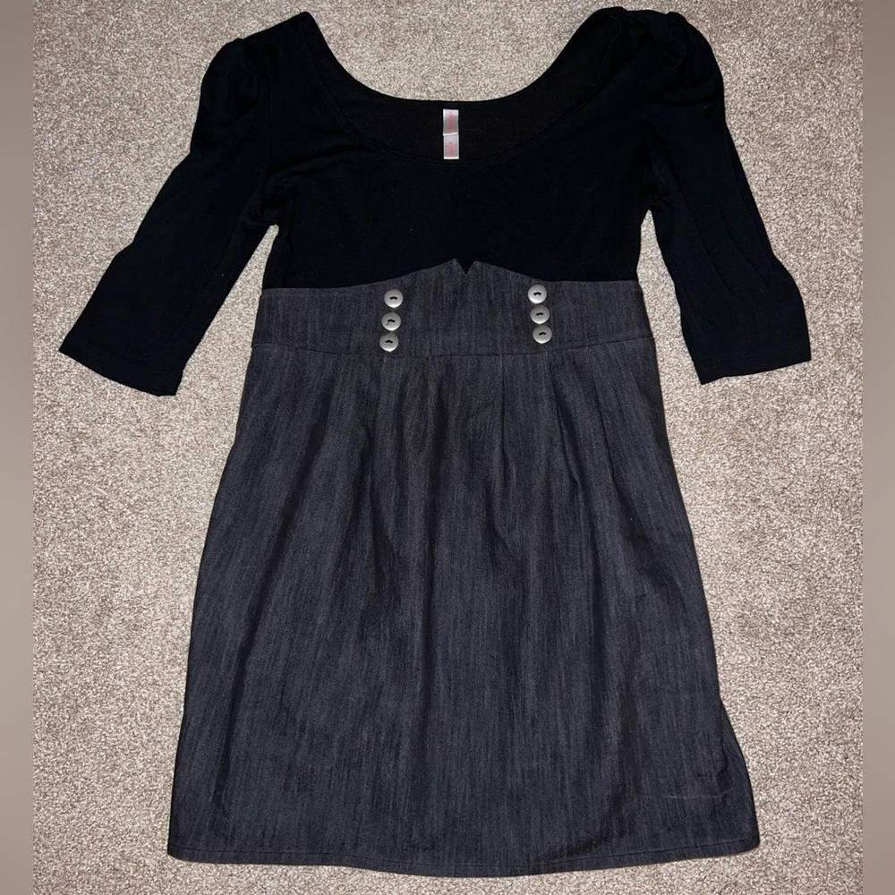 Black and denim dress